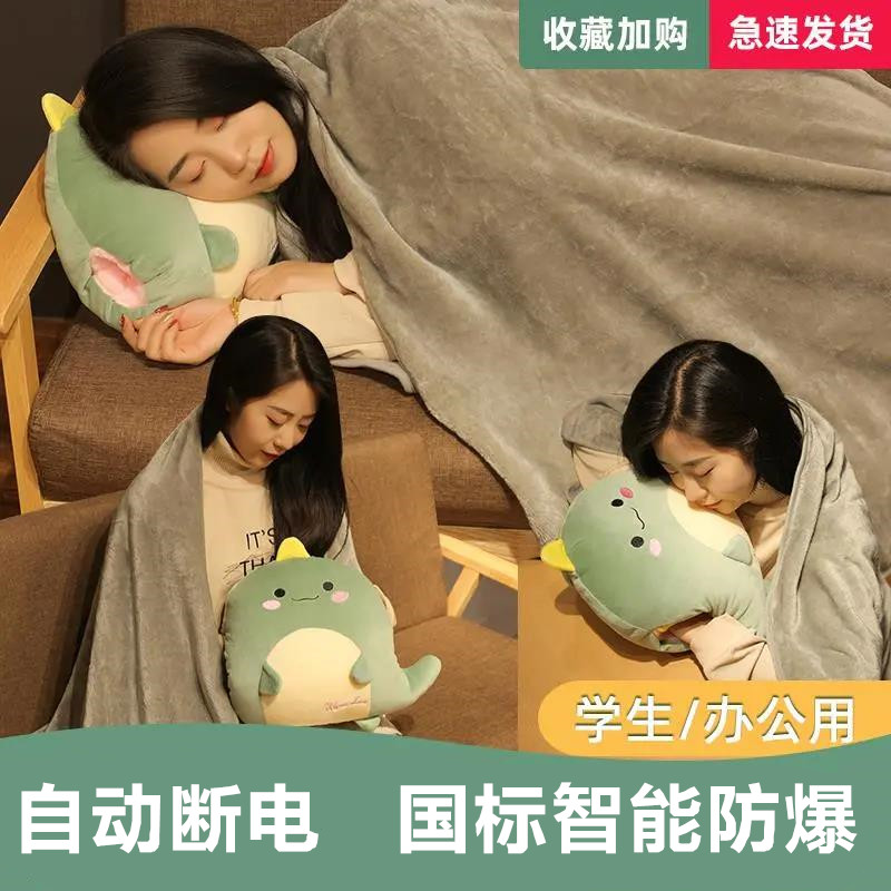 小恐龙充电热水袋暖宝宝可爱毛绒防爆暖手宝暖水袋敷肚子可拆洗