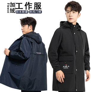秋冬加绒防尘劳保工作服男士 防水加厚罩衣女大褂 仓库物流搬运长袖