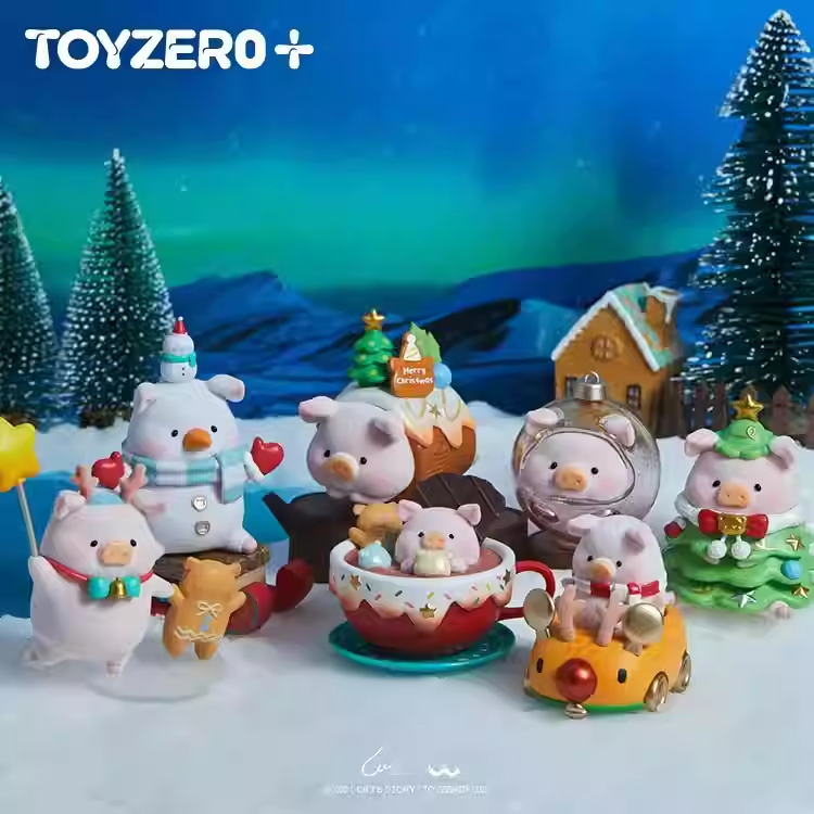 正版罐头lulu猪盲盒圣诞小镇潮流公仔玩具可爱手办女生日礼物摆件