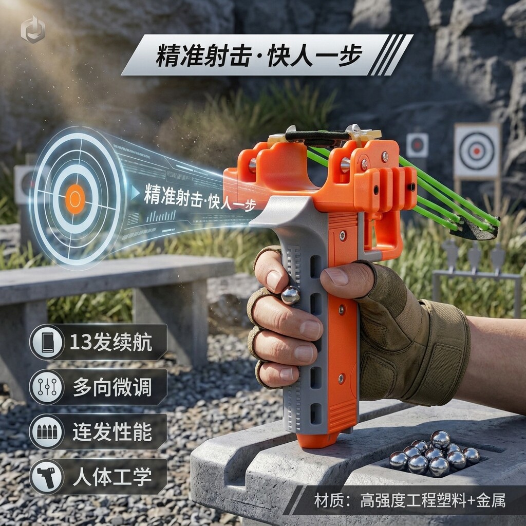 金属弹夹3D打印自动上弹连发弹弓金属滑轮磁吸弹兜快速上新款弹架图片