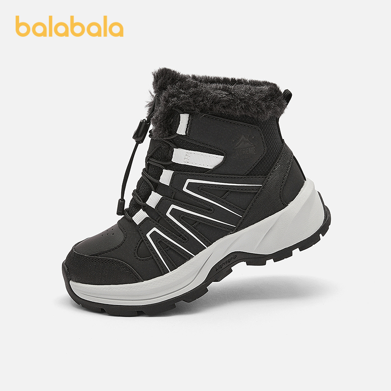 巴拉巴拉童鞋儿童运动靴男女童高帮加厚加绒2025冬季靴子防滑潮流