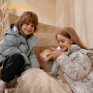 巴拉巴拉 高端线24冬鹅绒服温暖羽绒服印花连帽外套女 premium