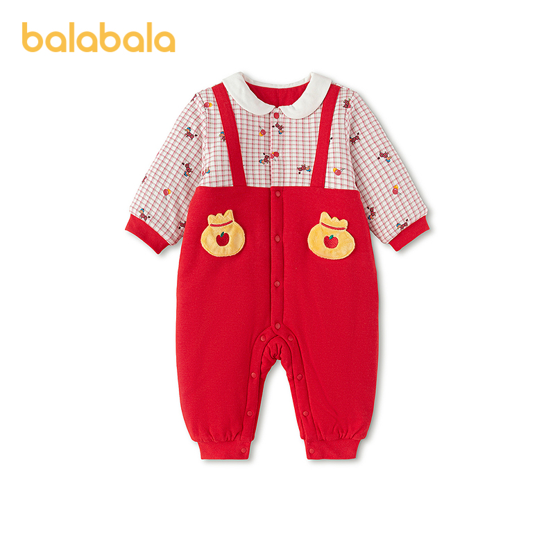 巴拉巴拉婴儿男女童夹棉连体衣