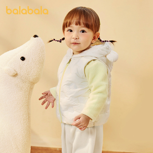 萌 加厚保暖时尚 巴拉巴拉宝宝马甲外穿2024新款 婴儿羽绒服背心冬装