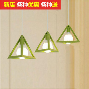 餐厅灯吊灯单头地中海简约创意个性吧台北欧咖啡厅铁艺三角形吊灯