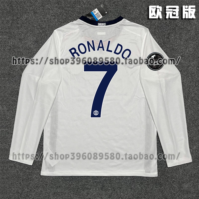 thumbnail for Red Devils 0809 Force Manchester United Retro Jersey Long Sleeve Away No. 7 Ronaldo Short Sleeve Football Jersey No. 10 Wayne Rooney Champions League Edition