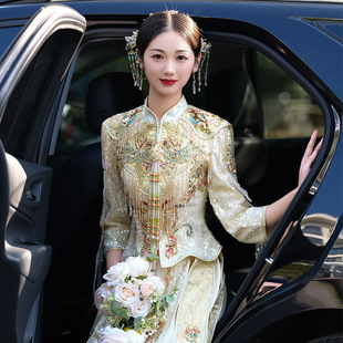 秀禾秀和服婚服中国 新娘服香槟色奢华新式 2025优质新款 结婚中式