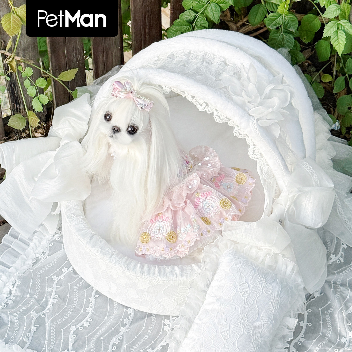 【PetMan】梦中的婚礼宠物摇篮白色婚纱浪漫华丽宠物婚礼原创定制