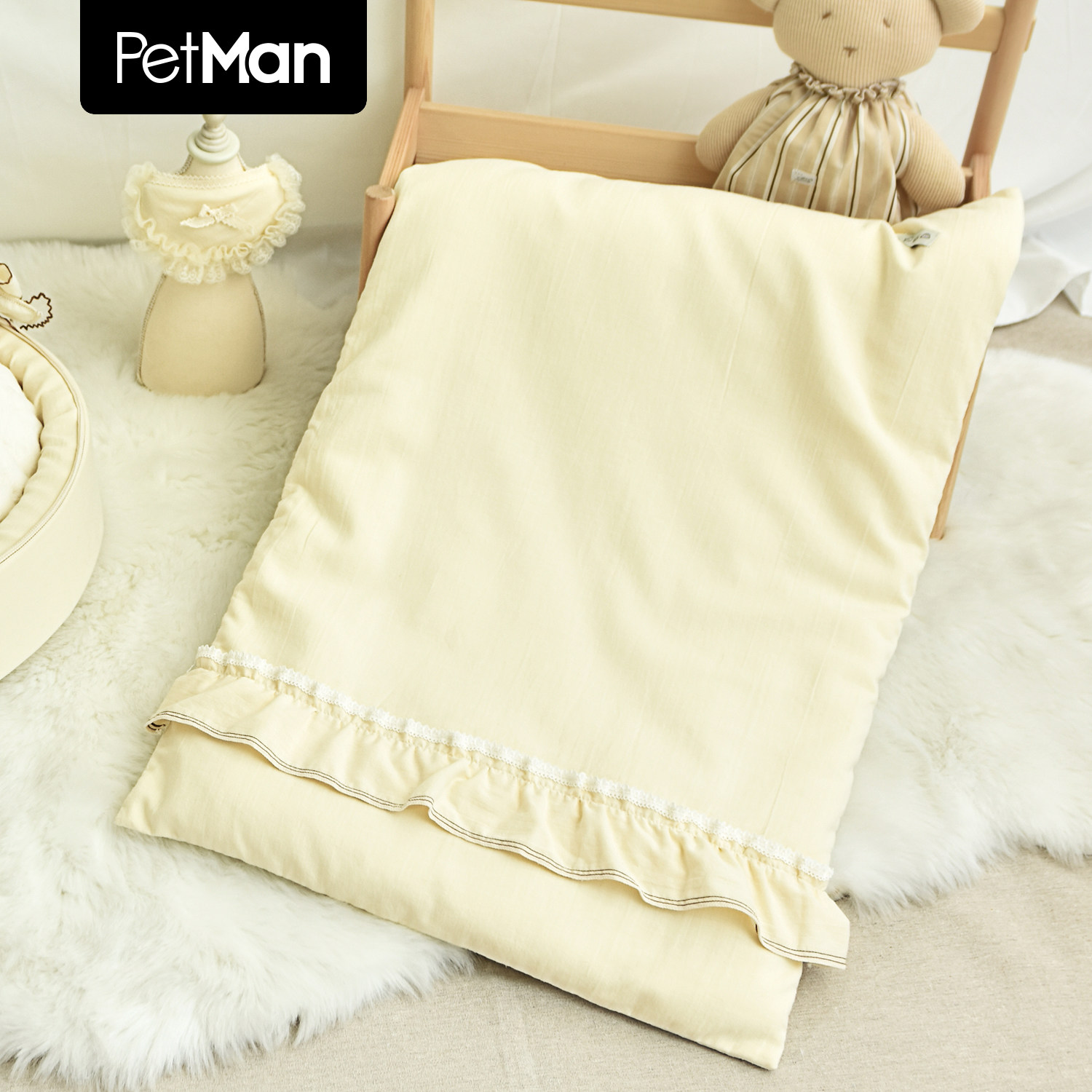 PetMan[芭蕾小姐]米杏色软糯游戏玩耍宠物垫可拆洗纯棉隔脏防菌垫