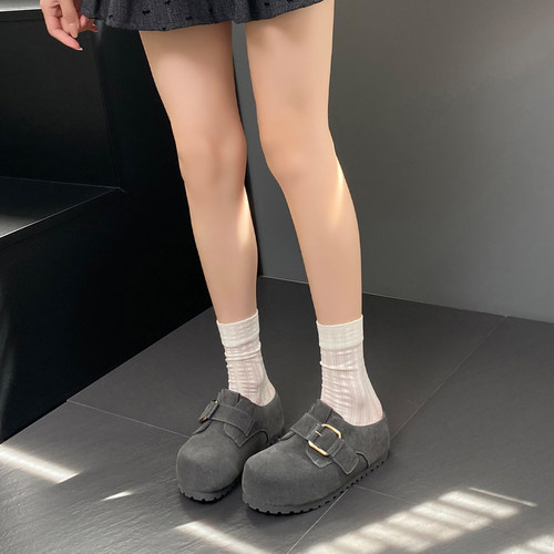 厚底内增高勃肯鞋女2026夏季新款一脚蹬休闲懒人外穿防滑包头拖鞋