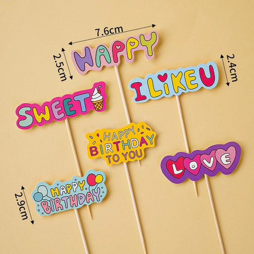 网红ins风彩旗蛋糕装饰插件儿童生日可爱卡通小兔子插牌摆件配件