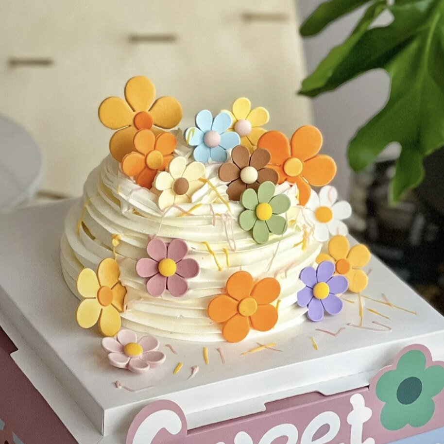 网红春游蛋糕装饰ins春日季flower彩色翻糖小花花朵模具插件插牌