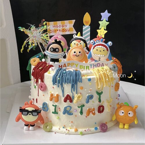 网红卡通派对蛋糕装饰摆件熊仔仔儿童男孩女孩生日甜品台烘焙配件