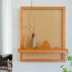 实木编织电表箱装饰画改造电表盒樱桃木装饰遮丑家用配电箱置物架