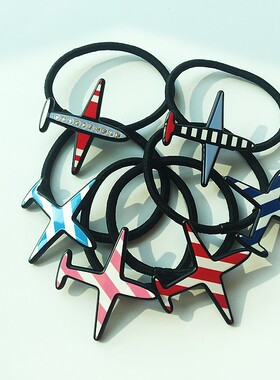 韩国GRAINdeBEAUTE正品Aznavour条纹飞机亲子发饰皮筋细发圈