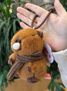 可爱卡皮巴拉钥匙扣capybara水豚公仔挂件幼崽娃娃玩偶毛绒玩具女