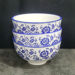 釉下彩青花瓷米饭碗加厚陶瓷4.5英寸小碗小汤碗耐高温小碗