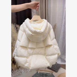 高级2024短款羽绒服冬季新款小个子面包宽松连帽加厚鸭绒时尚外套