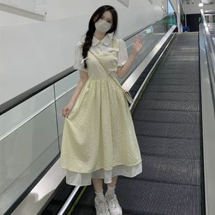 小清新森系初戀裙復(fù)古國風(fēng)連衣裙女學(xué)生甜美桔梗裙蝴蝶結(jié)A字裙夏