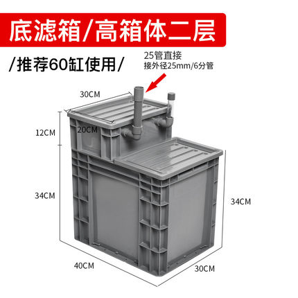 鱼缸下过滤虹吸干湿分离盒鱼缸改底滤槽水循环过滤系统整套周转箱