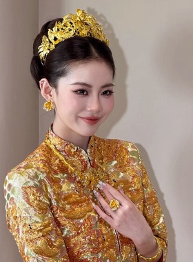 ETE新款新娘中式复古秀禾小金冠发饰百搭简约高级感头饰12703