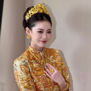 ETE新款新娘中式复古秀禾小金冠发饰百搭简约高级感头饰12703