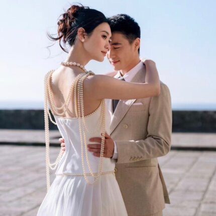 ETE奚梦瑶同款重工珍珠披肩链项链法式婚纱礼服轻奢配饰