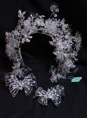 ETE新款新娘白纱皇冠婚礼婚纱水晶蝴蝶发箍礼服百搭头饰17573