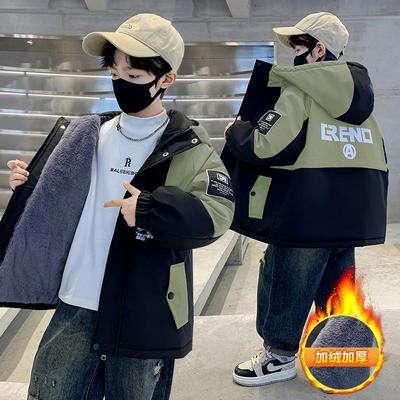 男童棉服2025新款儿童派克服加绒加厚男孩中大童冬装保暖外套棉衣