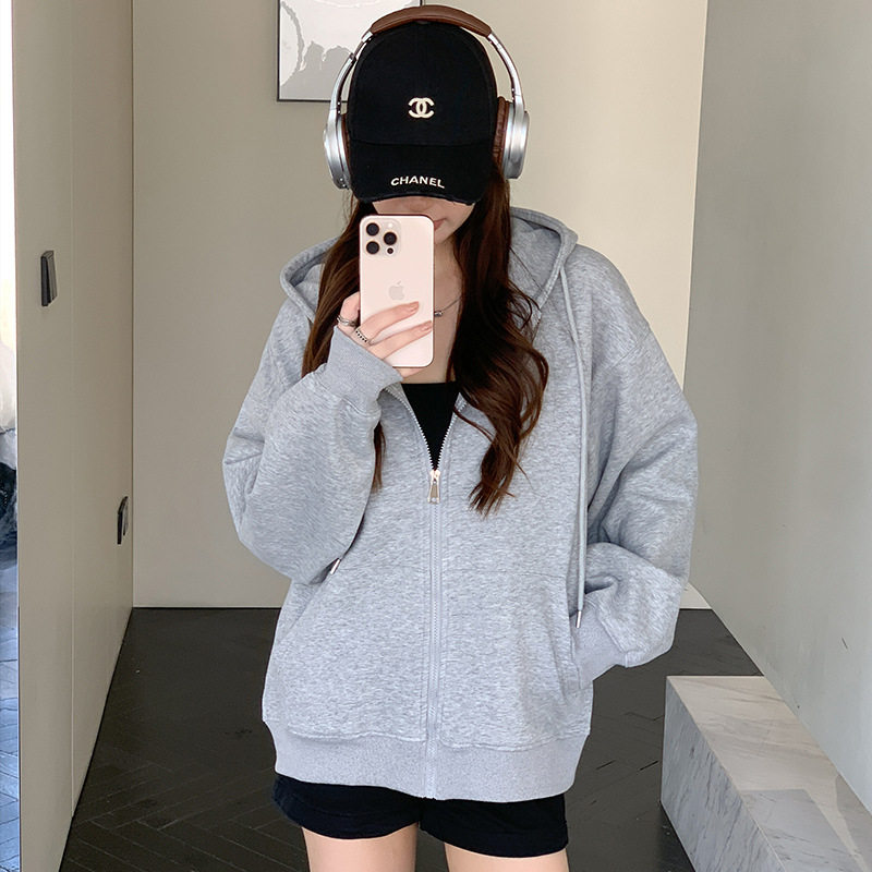 133连帽卫衣女秋季新款百搭外套韩版宽松慵懒秋冬季加绒开衫上衣
