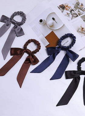 19姆米重磅真丝桑蚕丝蝴蝶结发圈1.5cm宽蝴蝶结飘带韩版可爱发绳