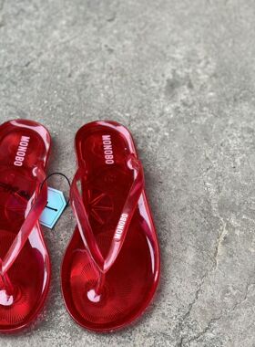 泰国原装进口MONOBO人字拖女果冻夹脚拖鞋沙滩透明平底水晶时尚鞋