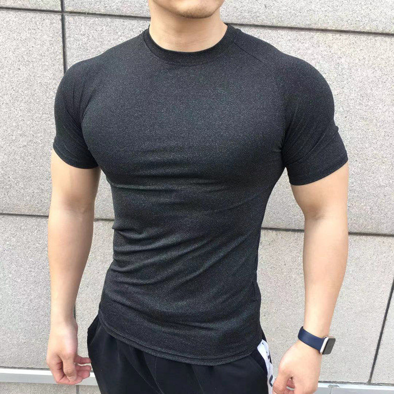 夏季健身短袖T恤男运动跑步训练弹力圆领速干衣紧身透气吸汗上衣