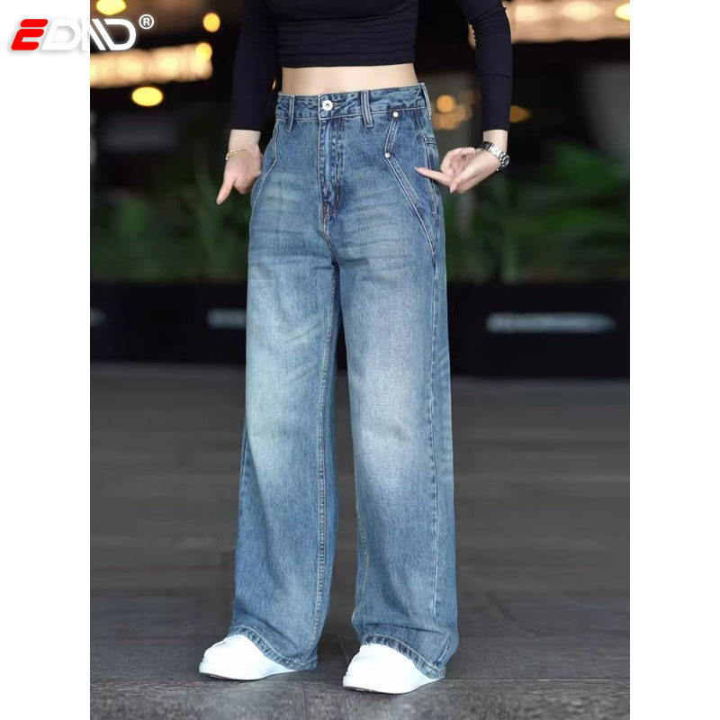 高端天空蓝牛仔裤男士2026新款夏季薄款垂感宽松阔腿长裤子男款潮