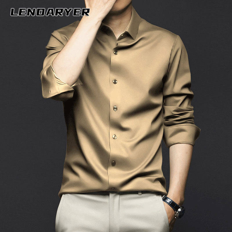 LENDARYER桑蚕丝衬衫男长袖免烫商务真丝垂感轻奢时尚高级感上衣