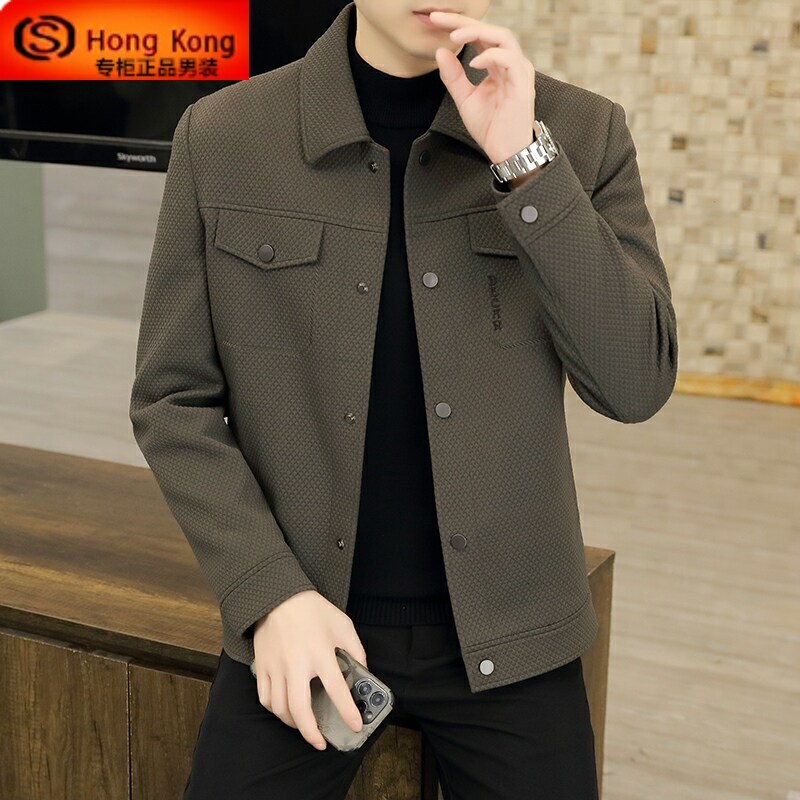 夹克男高端春秋季2025新款翻领高级感潮牌休闲商务上衣服男士外套