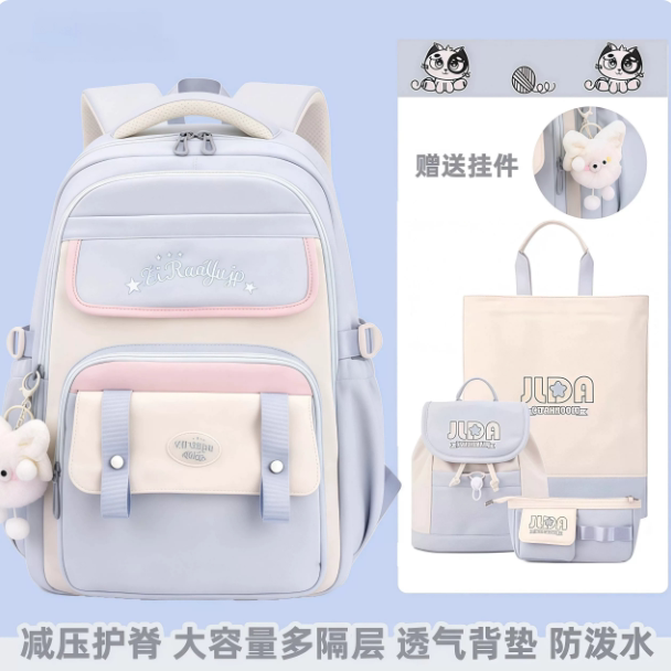 韩国超轻书包初中生女生大容量高颜值中学生减负护脊透气双肩包