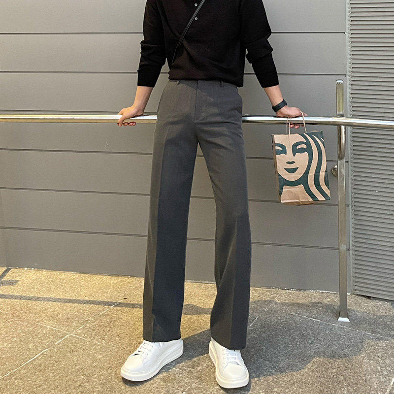 高级感灰色西裤男士春秋夏季薄款潮牌韩版休闲裤宽松百搭直筒裤子
