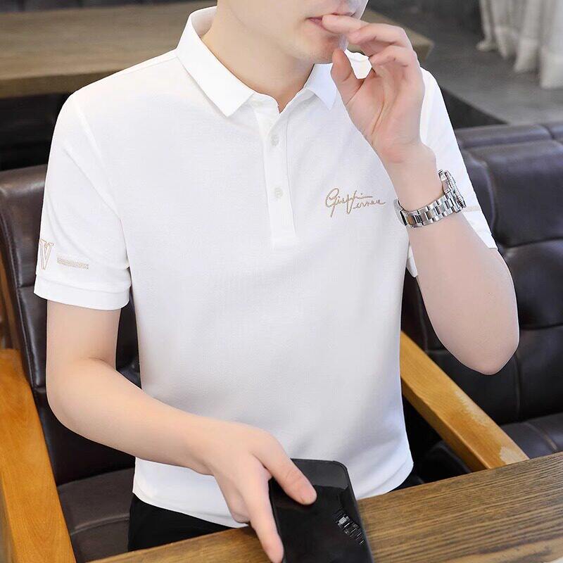 高端男士短袖T恤2026新款夏季韩版修身翻领百搭时尚刺绣POLO衫男