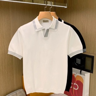 polo衫 夏季 美式 男士 t恤潮牌潮流英伦风针织上衣 薄款 商务休闲短袖