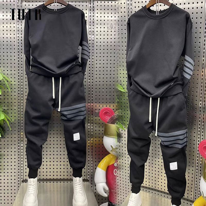 休闲运动套装男春秋季时尚潮牌宽松痞帅情侣装卫衣卫裤男装两件套