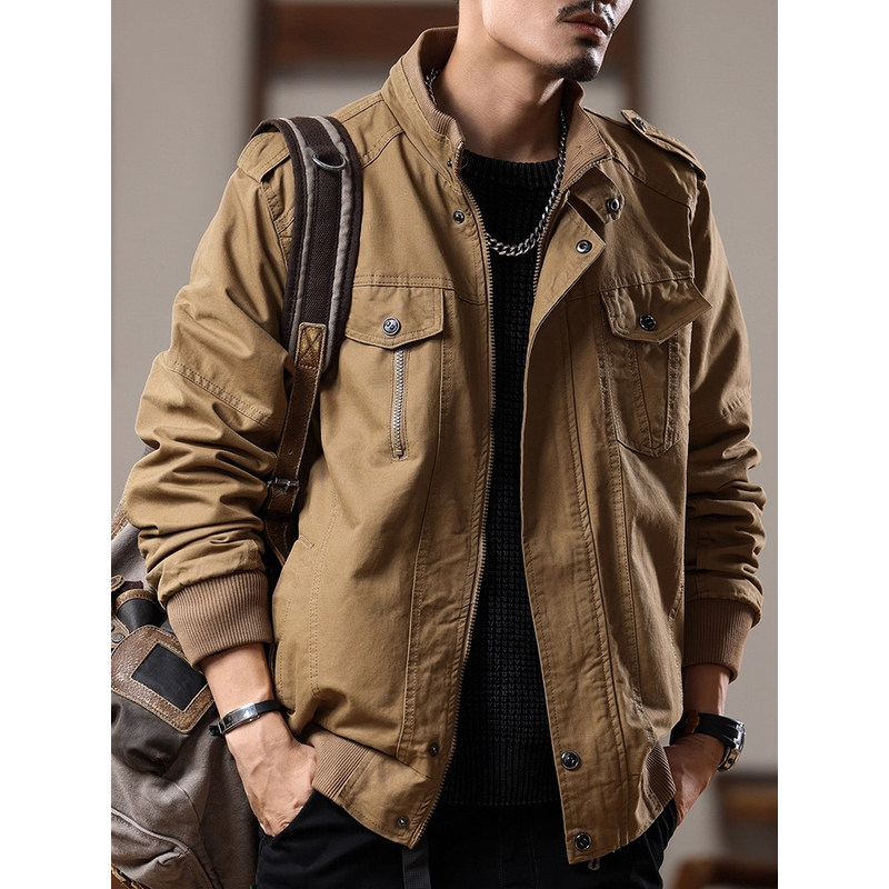 法国高端潮流重磅复古工装夹克男士秋季美式宽松纯棉休闲上衣外套