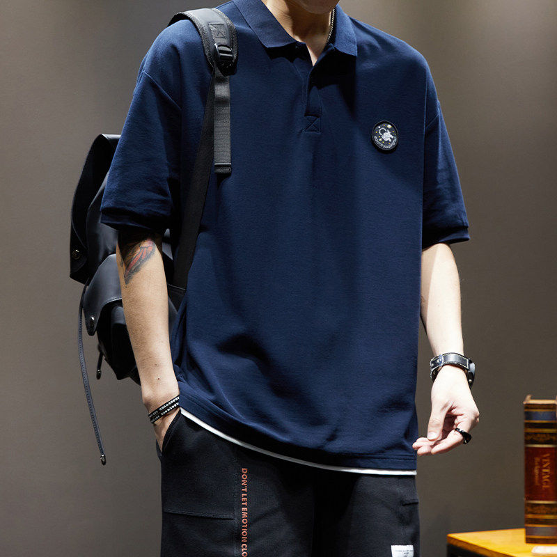 潮牌it neith BIAS美式夏季假两件POLO衫男短袖T恤男宽松大码休闲