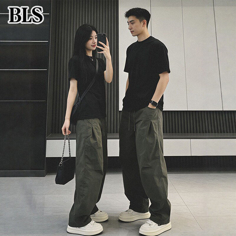 高端休闲运动套装男款夏季2026新款正肩短袖T恤工装裤男士一整套