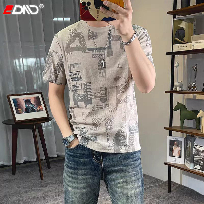 中东风印花短袖T恤男士2026新款春夏季ins潮流透气半袖体恤衫男款