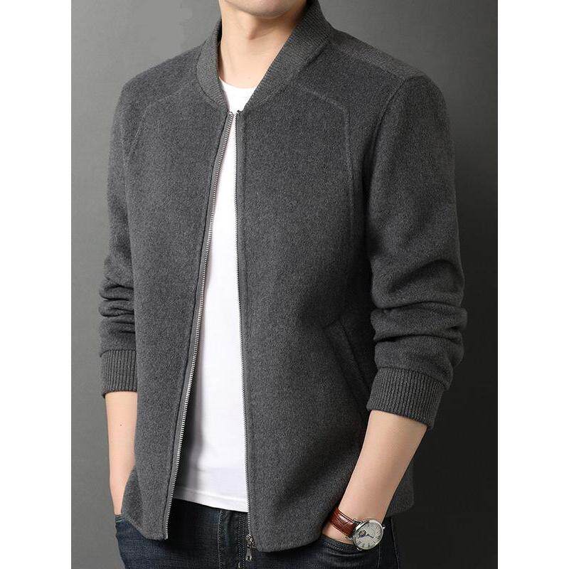 男士双面纯羊毛夹克春秋季2025新款轻奢休闲羊绒中青年男装外套潮