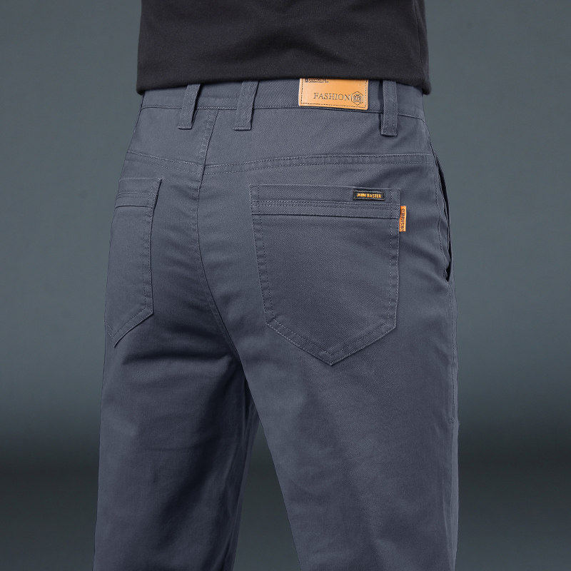香港2026新款纯棉灰色休闲裤男夏季修身直筒商务西裤百搭裤子男款