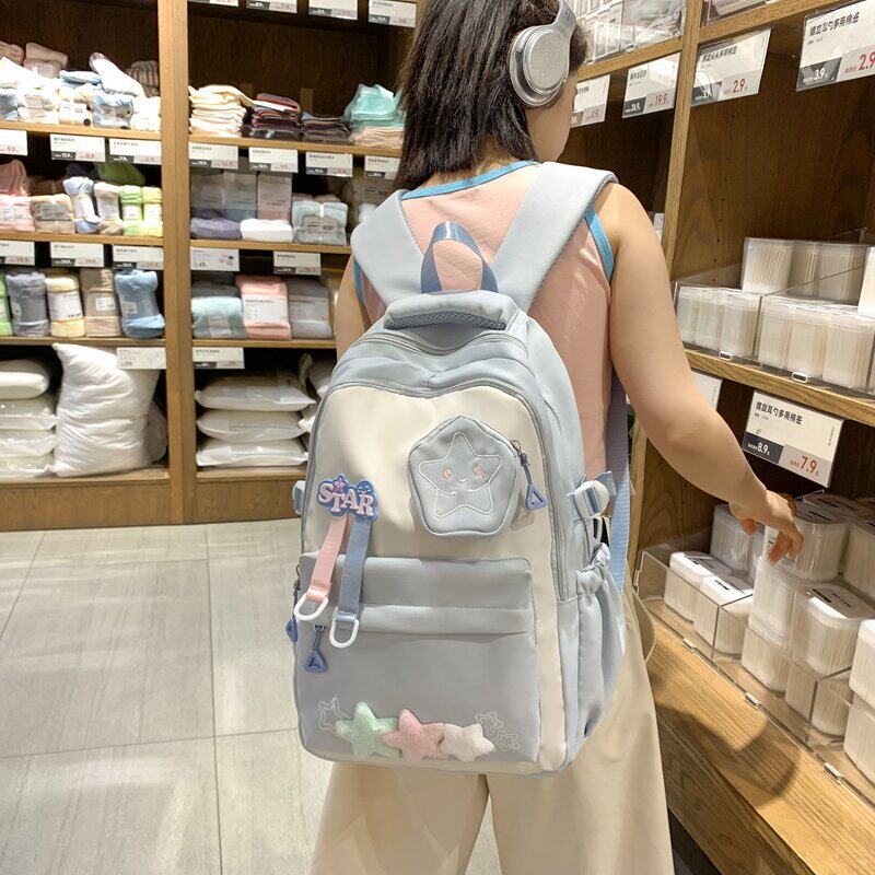 法国MlcanI Kans韩版ins高颜值背包撞色初高中学生书包可爱双肩包