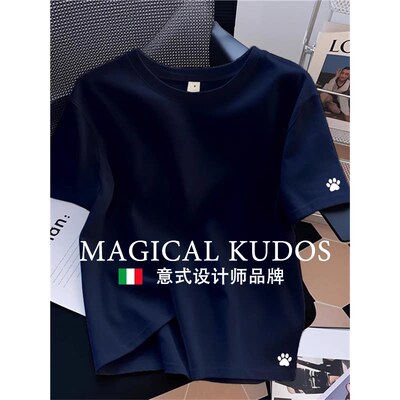 【MK专柜】MAGICAL KUDOS~纯棉个性宠物设计感奶杏色简约圆领T恤