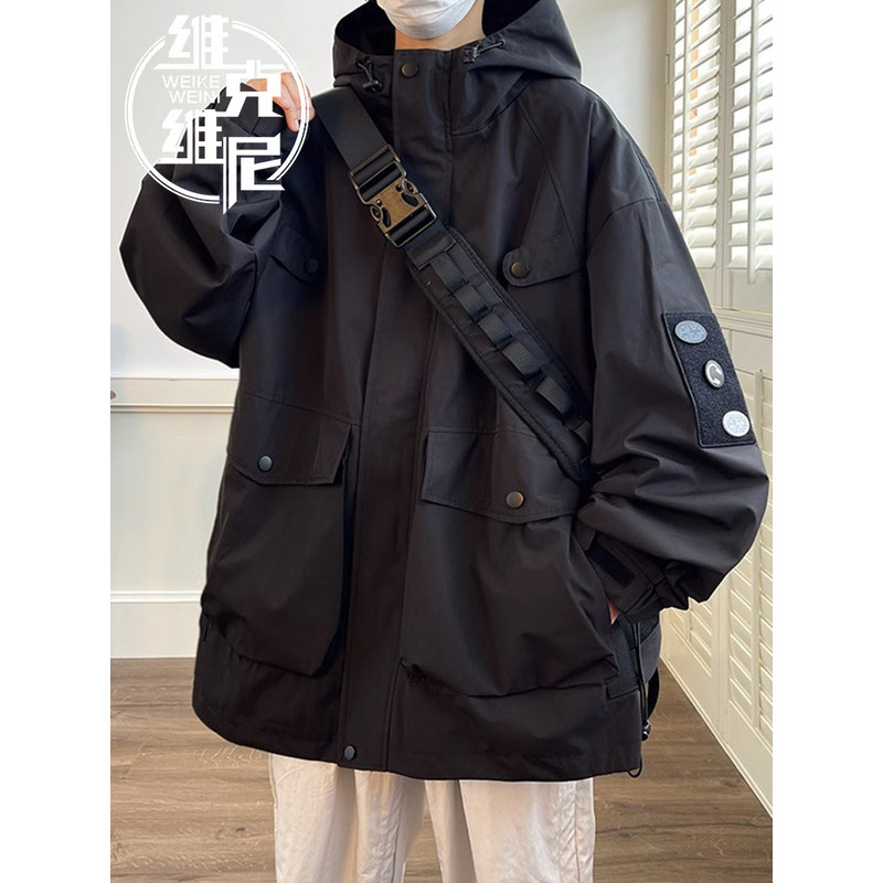 美式冲锋衣外套男潮牌2025秋冬季新款大码宽松高级感休闲工装夹克